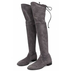 Stuart Weitzman Lowland Gray Suede Over Knee Boots OTK Womens Size 7.5 M